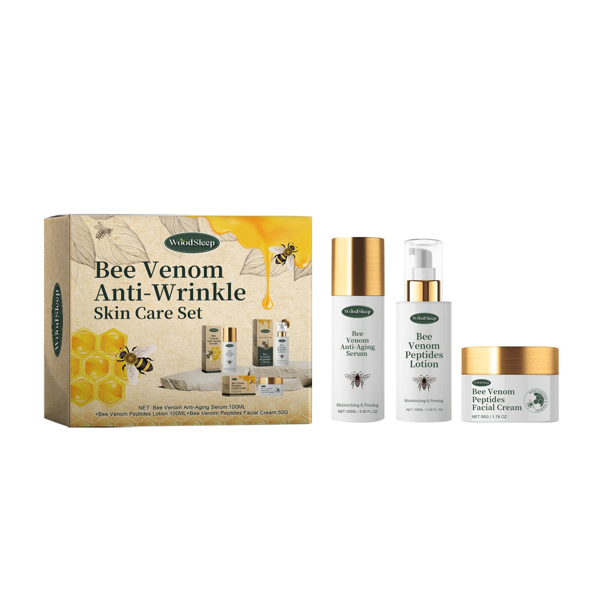 Bee venom anti-wrinkle 3-piece skincare set