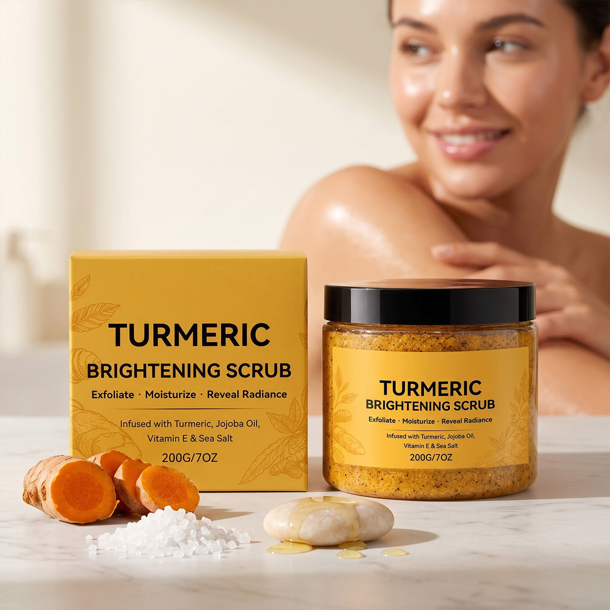 Turmeric and jojoba exfoliating body scrub
