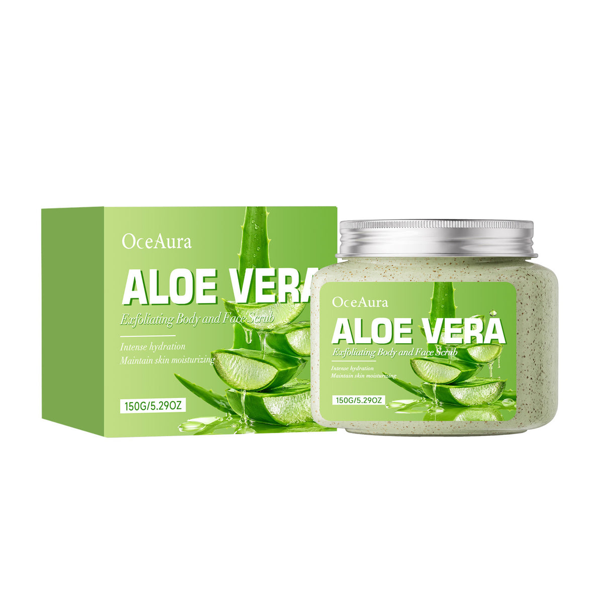Exfoliating body and face scrub with aloe vera